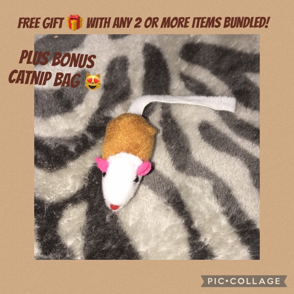 Brown rattle sound catnip mouse w/ catnip bonus